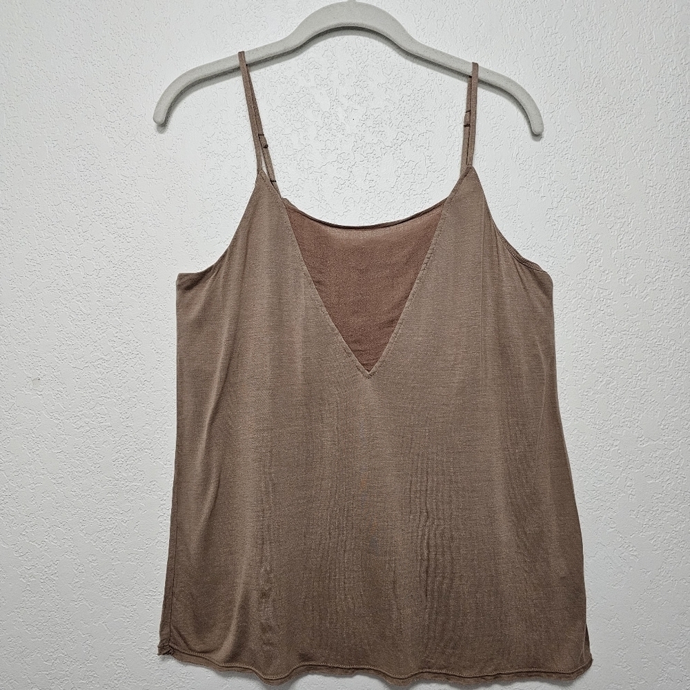 NWT LAmade for Revolve Tan Camisole Tank Top with Mesh V Chest Insert Medium